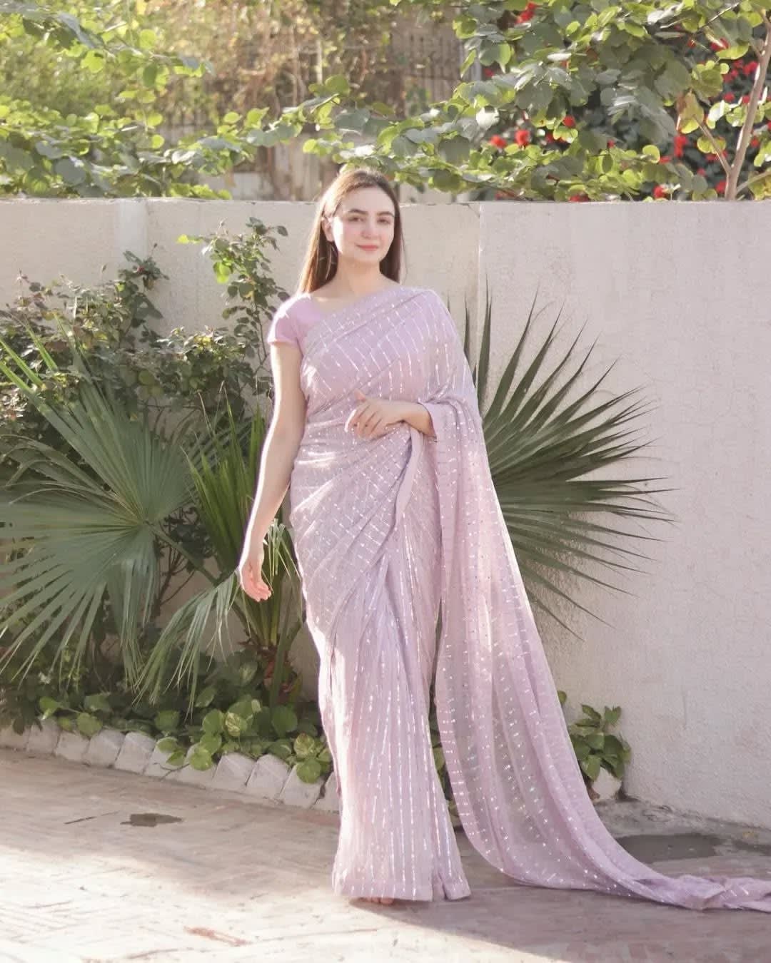 Lilac Stardust Saree