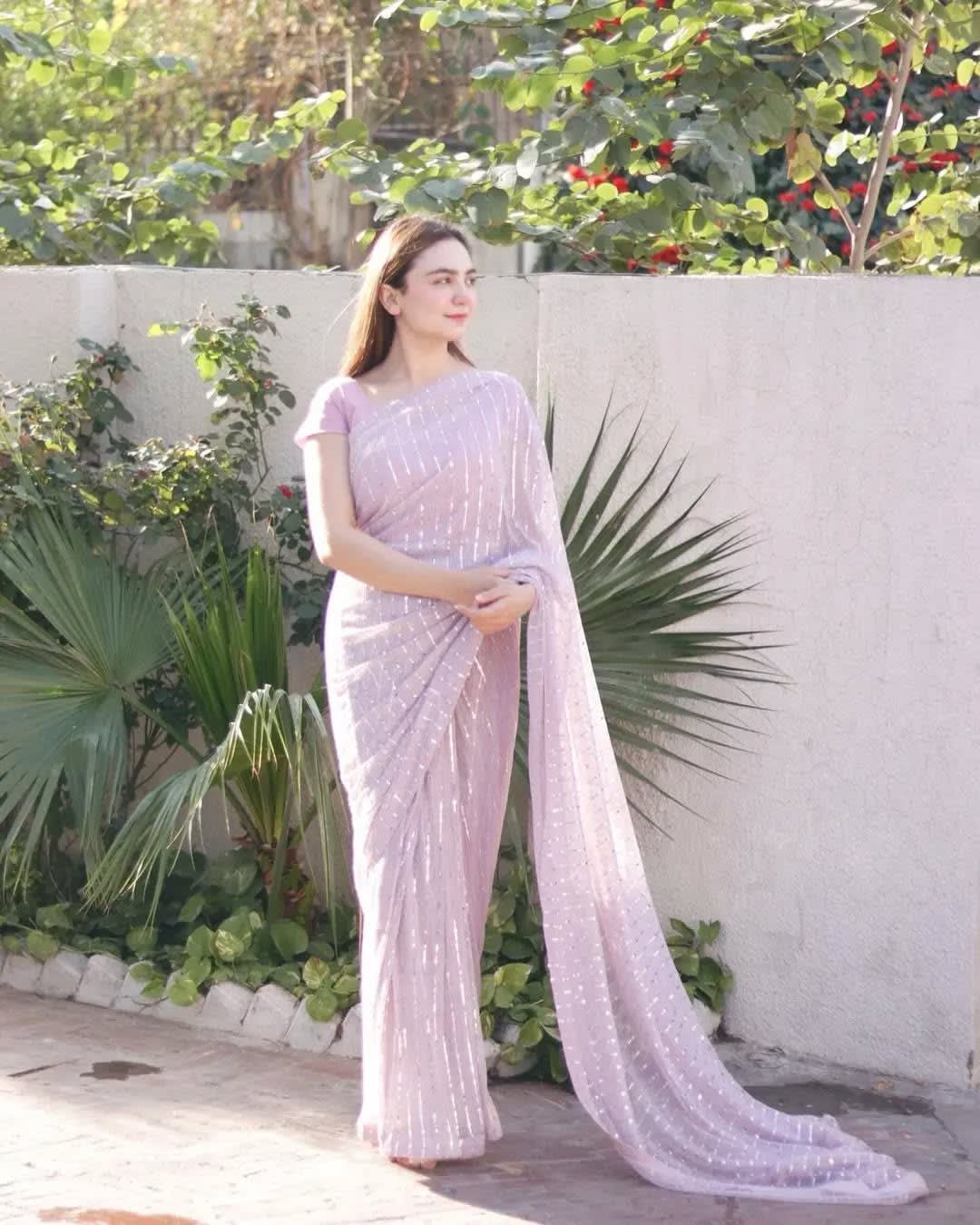 Lilac Stardust Saree