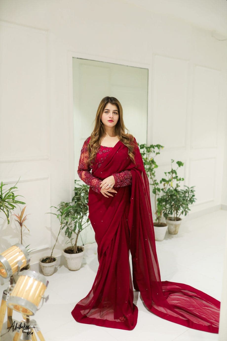 Ruby Élan Saree
