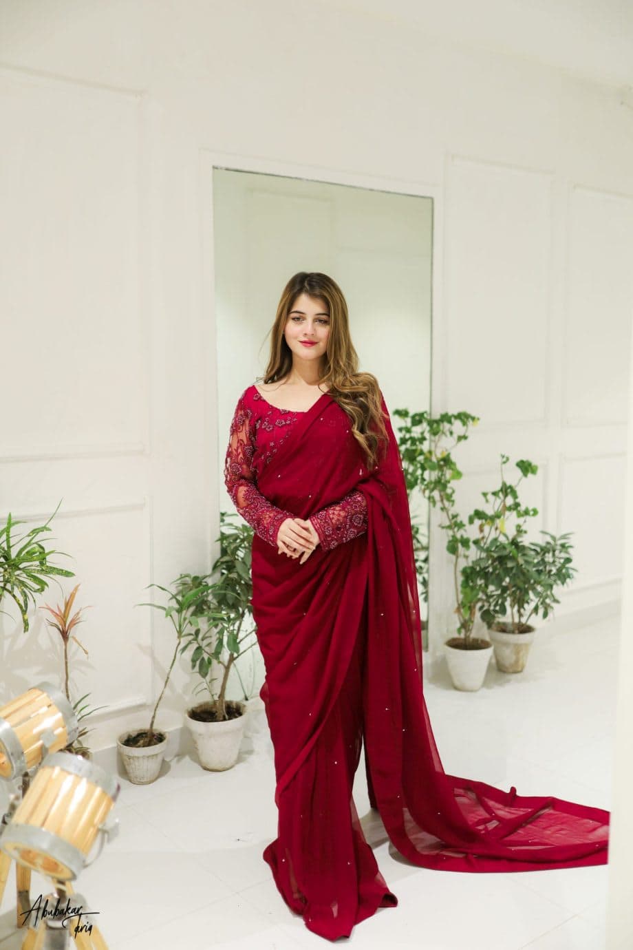 Ruby Élan Saree