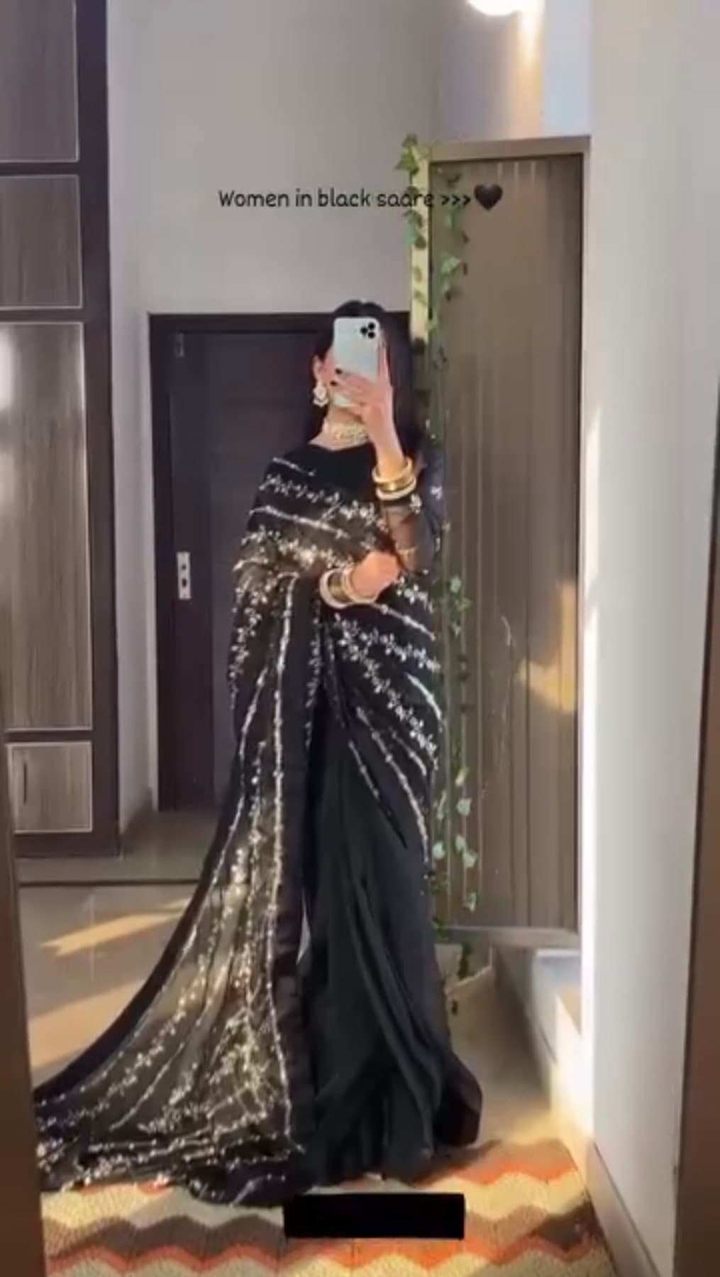 Midnight Silver Bloom Saree