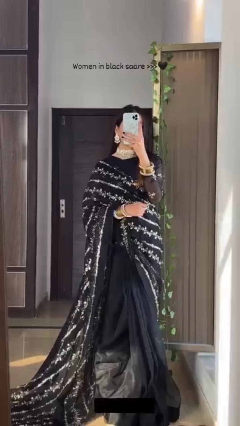 Midnight Silver Bloom Saree