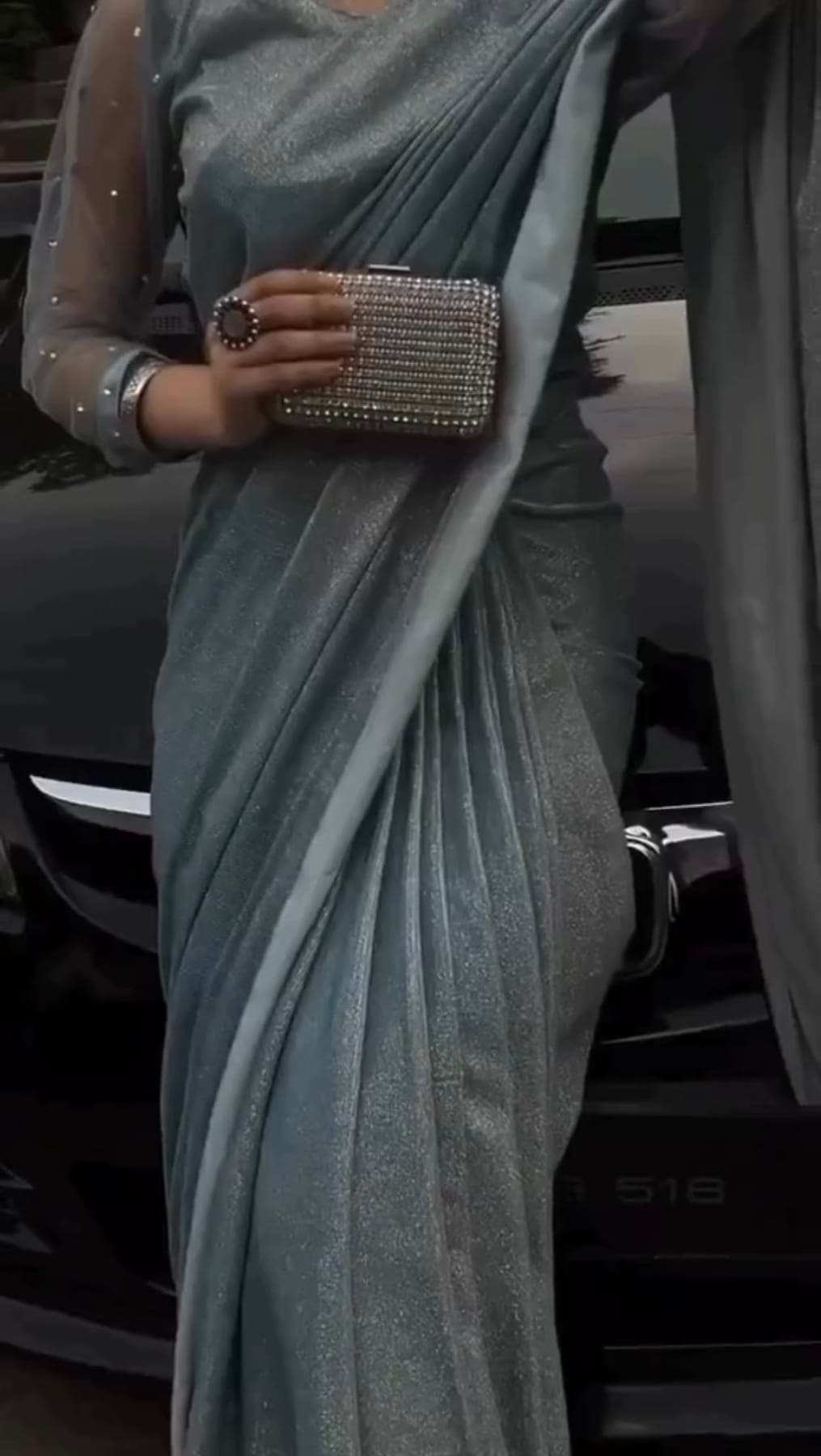Silver Mist Moonlight Saree
