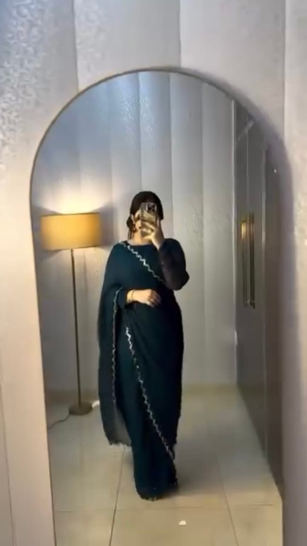Deep Teal Chiffon Saree
