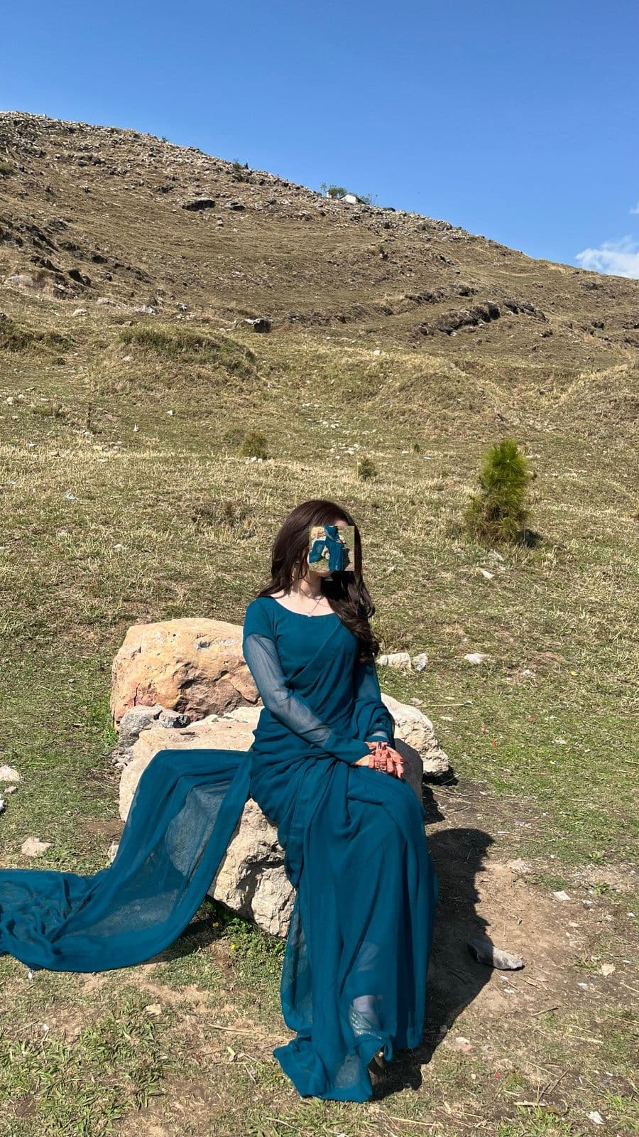 Teal Chiffon Saree